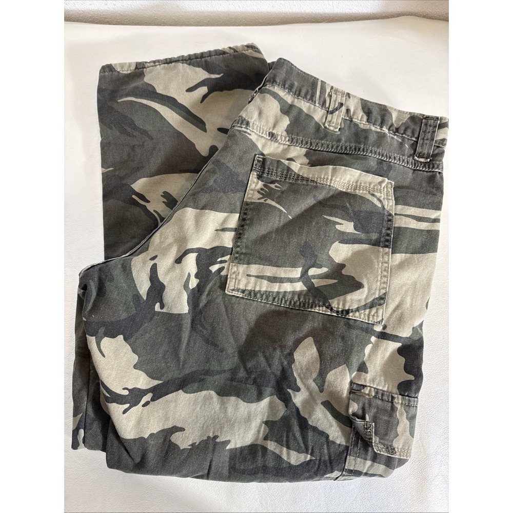Wrangler Fleece Lined Cargo Pants Mens 40x30 Woodland Camo Pockets READ DESCRIPT